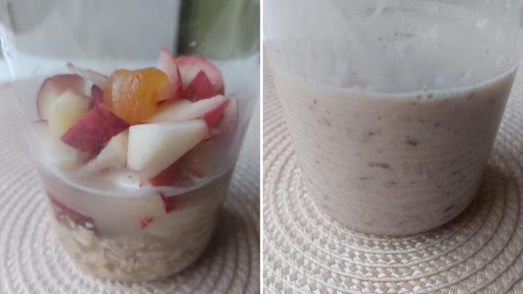 blending-Oatmeal-and-Peach-Smoothie