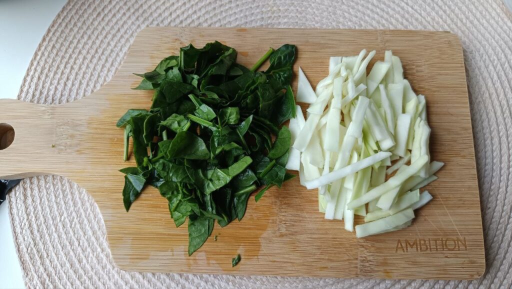 cutting-the-vegetable-for-the-Chicken-Pasta-Salad-with-Spinach-and-Cabbage