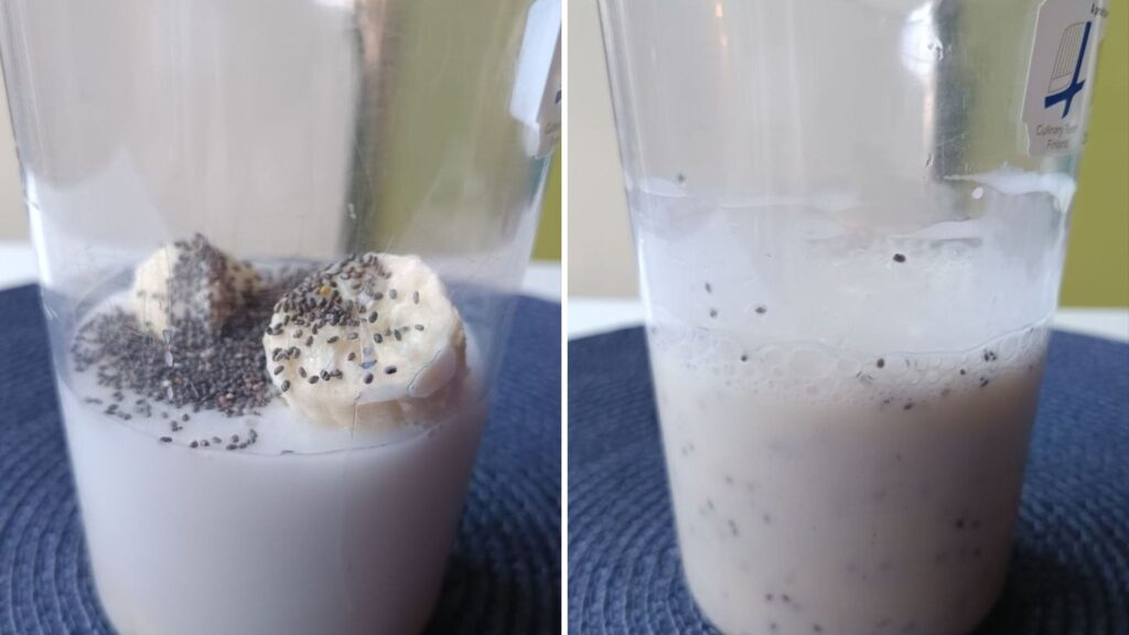 blending-time-Condensed-milk-banana-smoothie